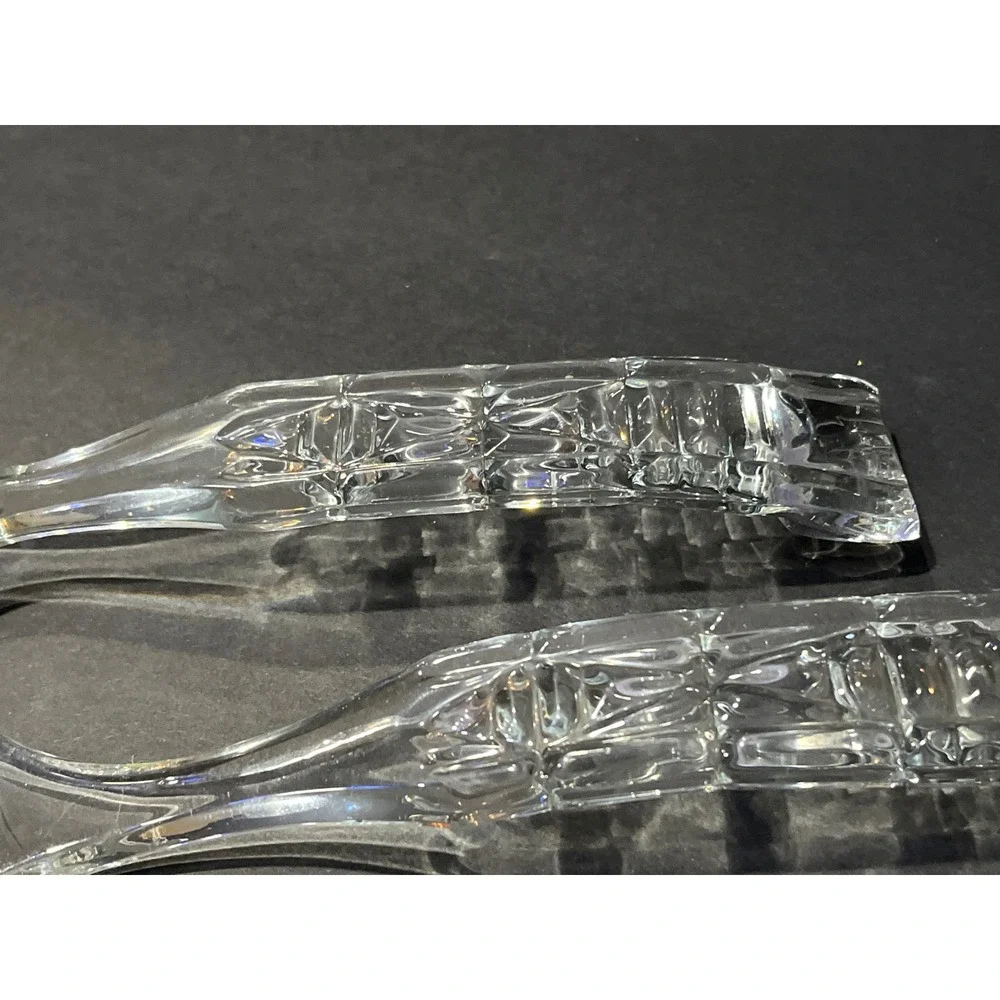 Vintage Clear Pressed Glass Salad Serving Set Fork and Spoon Textured Handles